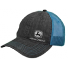 JOHN DEERE GREY CAP WITH SIDE LOGO AND BLUE MESH AT BACK